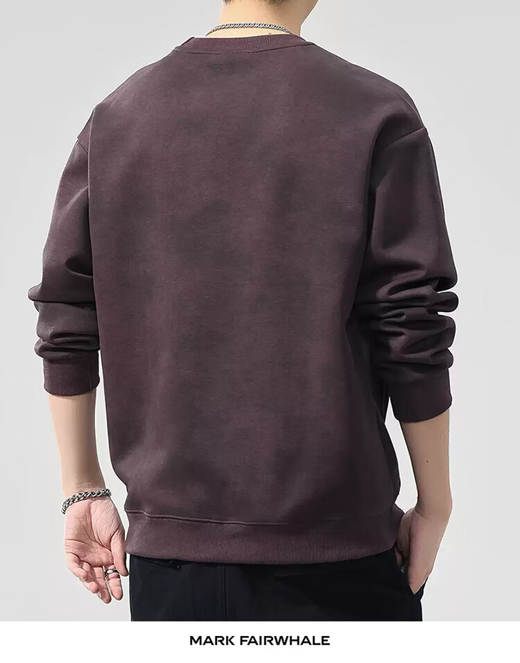 MARK FAIRWHALE Men's Sweatshirt Spring Autumn Trendy Loose Jacket Casual Base Shirt Top Dark Gray 5XL 12