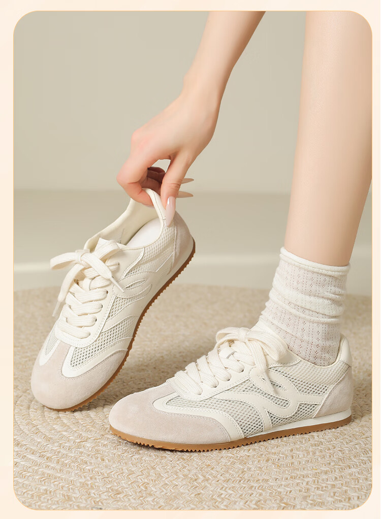 Zhuoshini Women's Mesh Breathable Flat Casual Sneakers Versatile Sports Shoes White Size 38 13