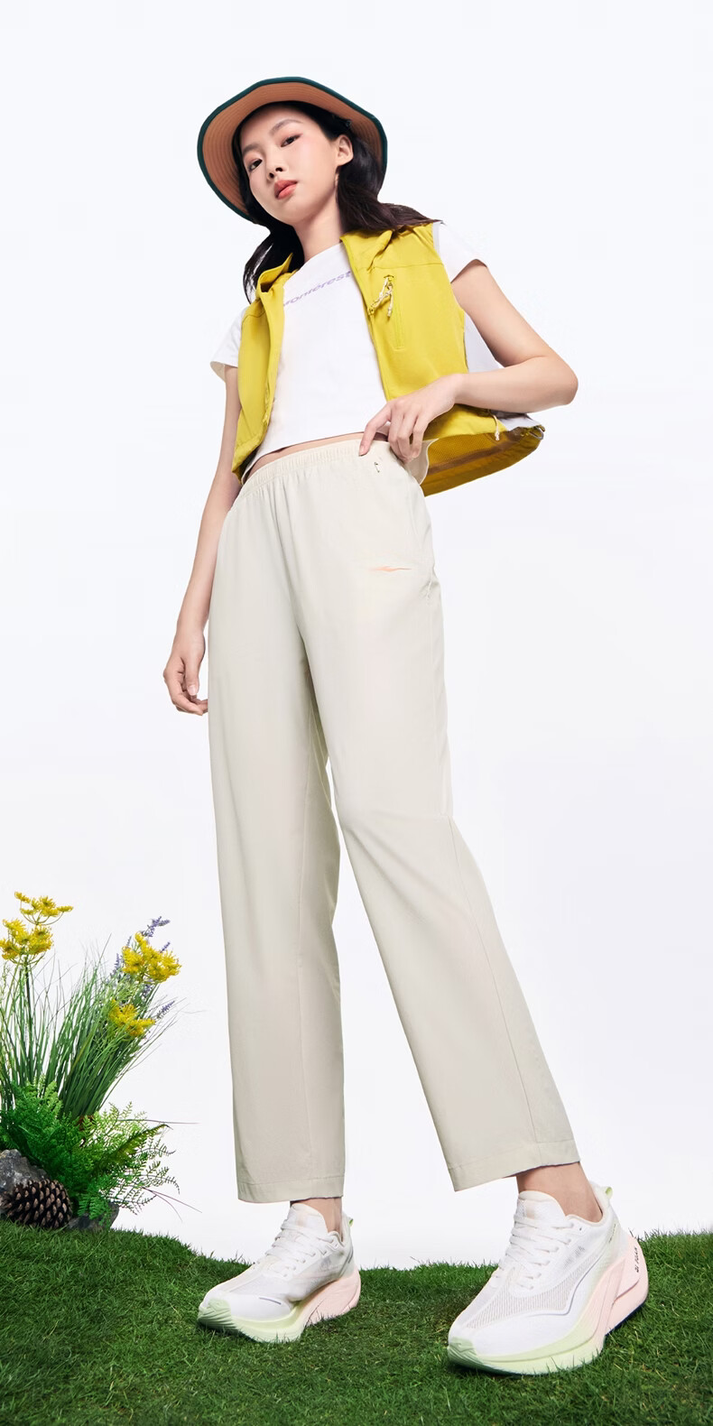 ERKE Women's Sports Cropped Pants Summer Water-Repellent Ice-Cooling Sun-Protective Straight Casual Slim Solid Color Pants 14
