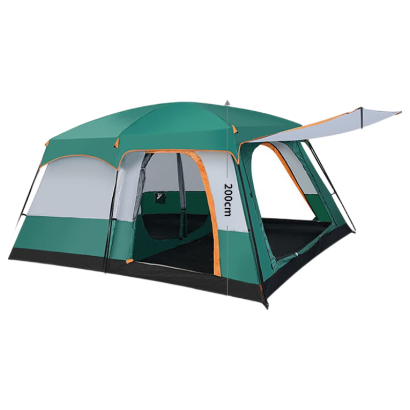 BeiJiLang Tent, Outdoor Family Camping, Portable, Sun-Proof, Rain-Proof, Multi-Person, Large Space, Camping, Double-Layer, Two-Room One-Hall, Dark Gree