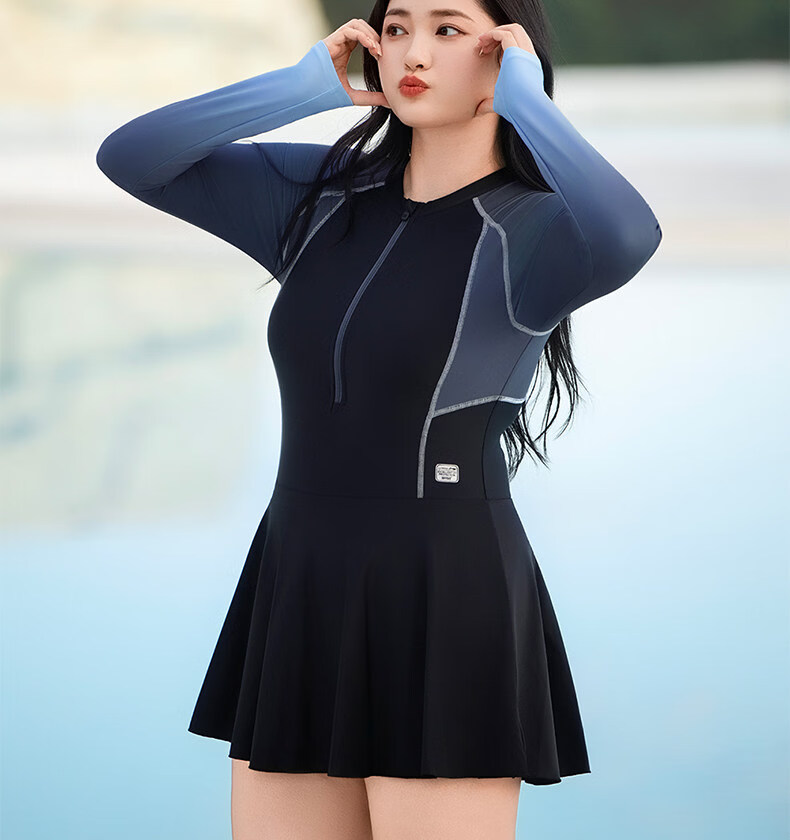 LI-NING Plus Size Women's Swimsuit, Slimming Long Sleeve One-Piece, 200 Jin, New 2026 Hot Spring Swimwear 4