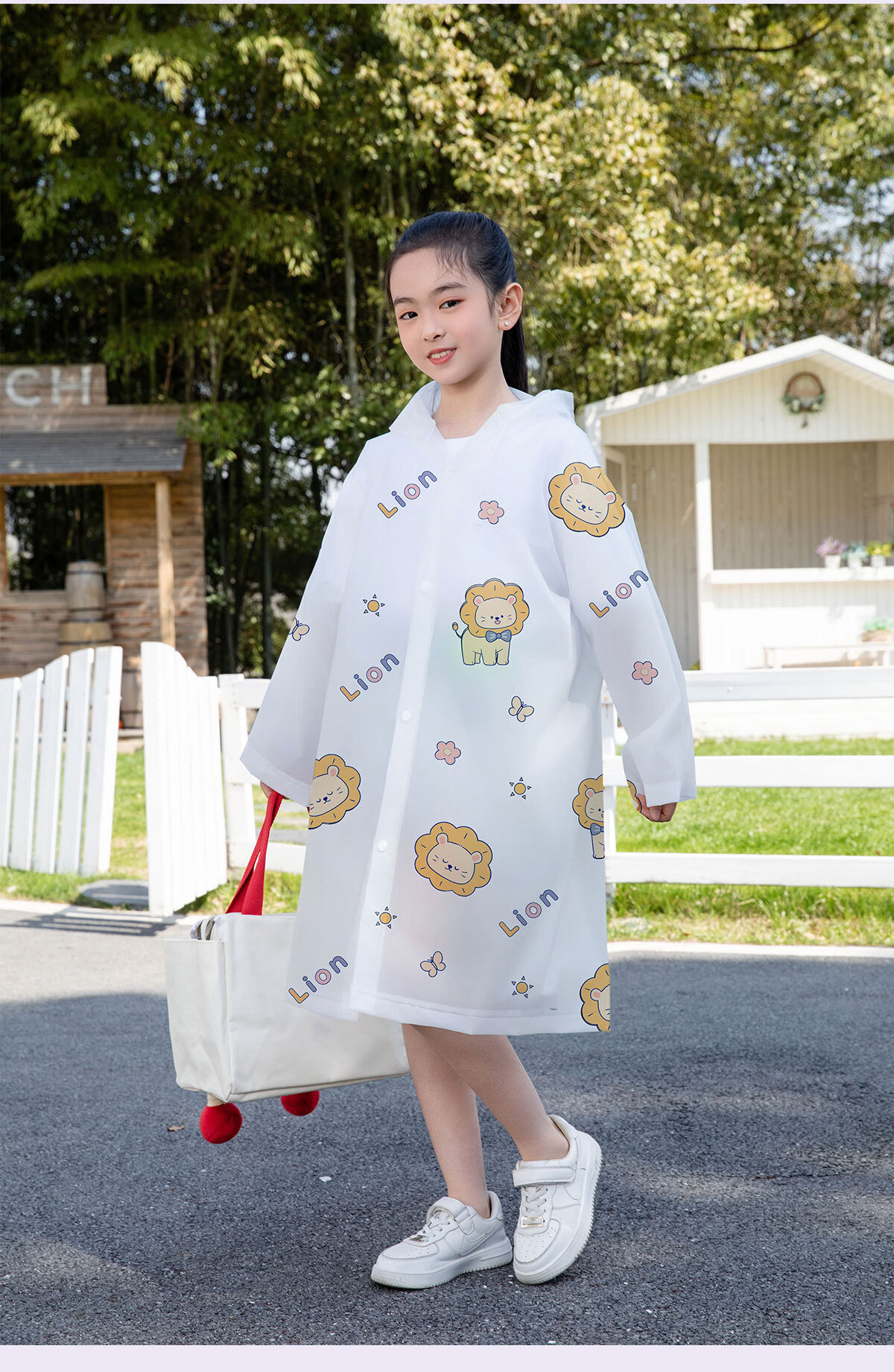 Kelorock Disposable Raincoat Printed Thickened Portable Anti-Storm Rain Poncho with Hood Brim Long Children's Raincoat for Electric Vehicles 8
