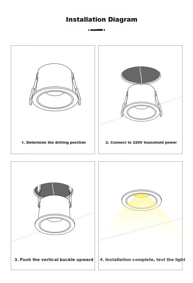 FSL Foshan Lighting LED Deep Anti-Glare Recessed Downlight Non-Main Light Home Living Room Ceiling Hole Light 6W Warm White Opening Size φ75mm 11
