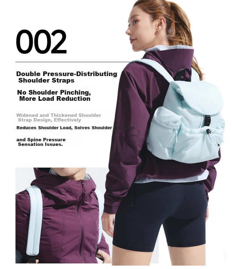 Beneunder Puff Double Shoulder Bag Women's Travel Lightweight Large Capacity Backpack School Commuter Hiking High-Value Gift for Girls 18