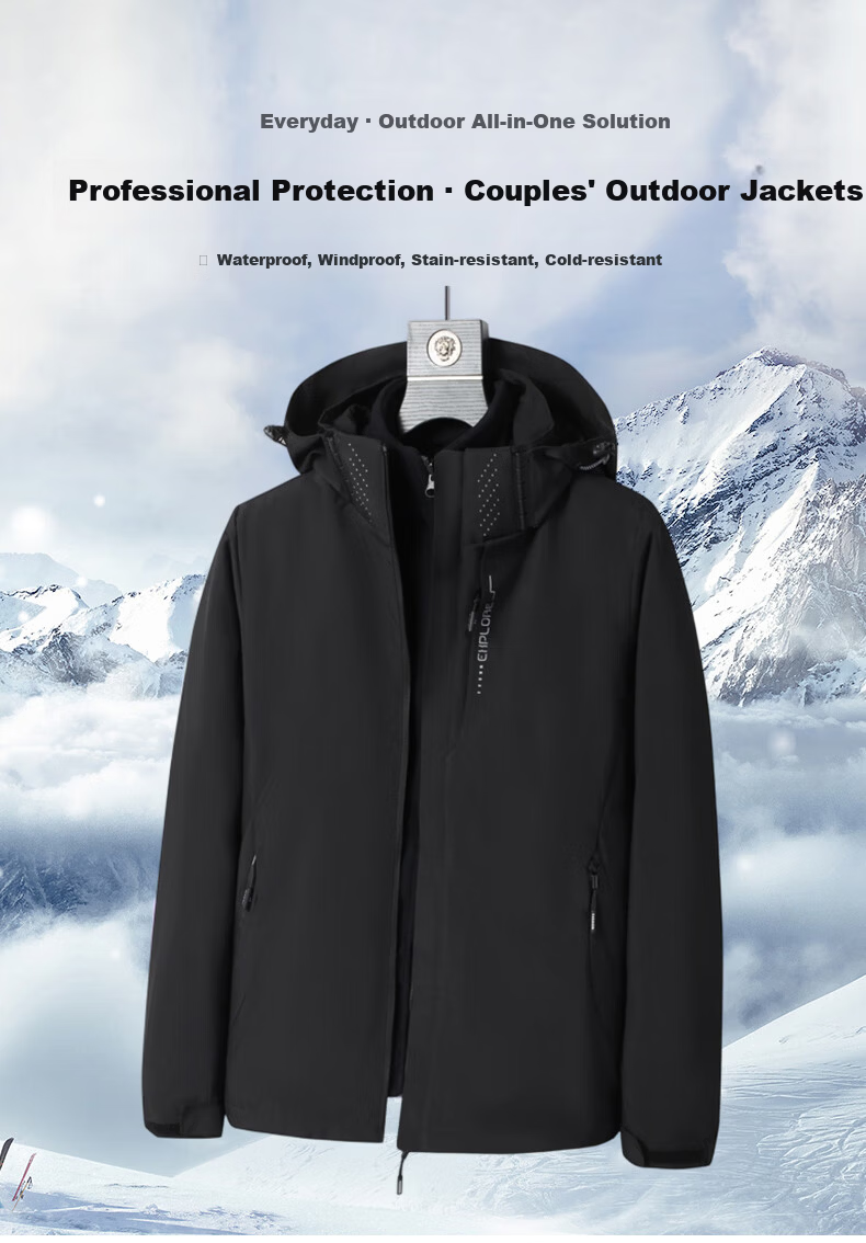 ROMON Men's 3-in-1 Outdoor Casual Sports Jacket Windproof Waterproof Autumn Winter Softshell Black 4XL 1