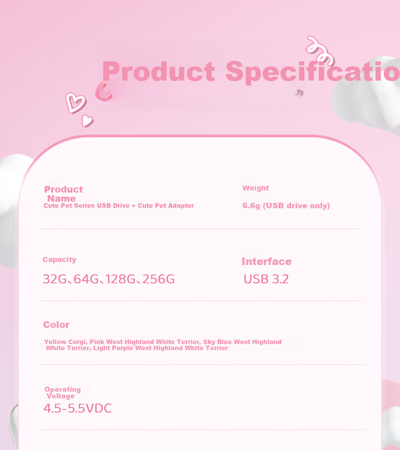 HP 32GB Cute Pet USB Flash Drive with Highland Terrier Type-C Adapter, Adorable Highland Terrier USB Drive, Up to 230MB/s, Suitable for Study, Office, Bidding, Mobile, PC, and Car Use 22