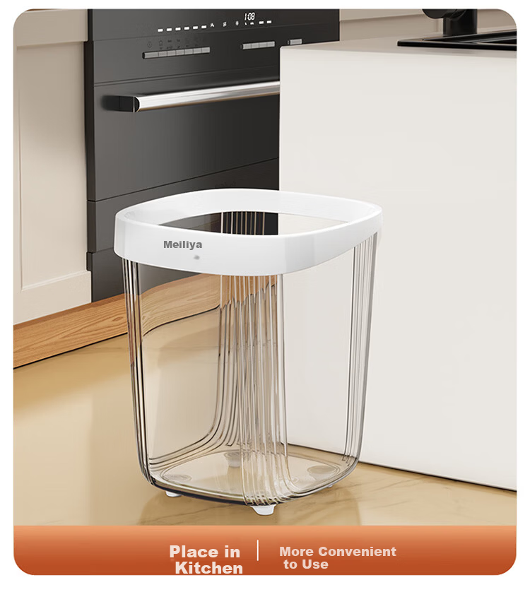 Meiliya Living Room High-Value 12L Trash Can 2025 New Transparent Large Household Kitchen Bathroom 10