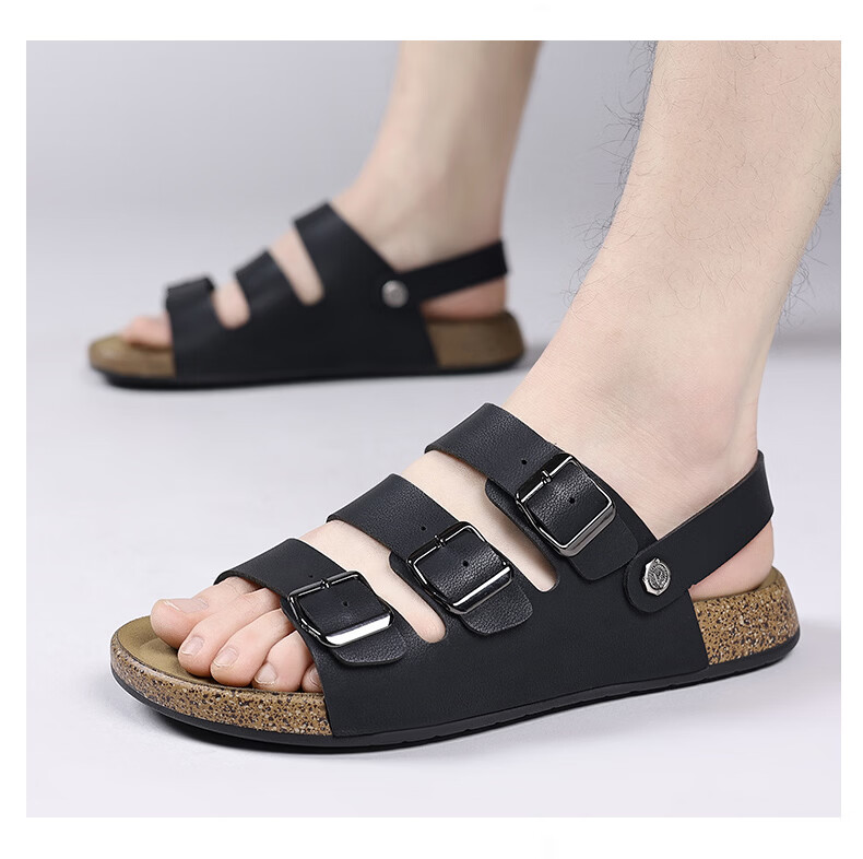 Aokang Summer Men's Casual Beach Sandals Black Size 42 17