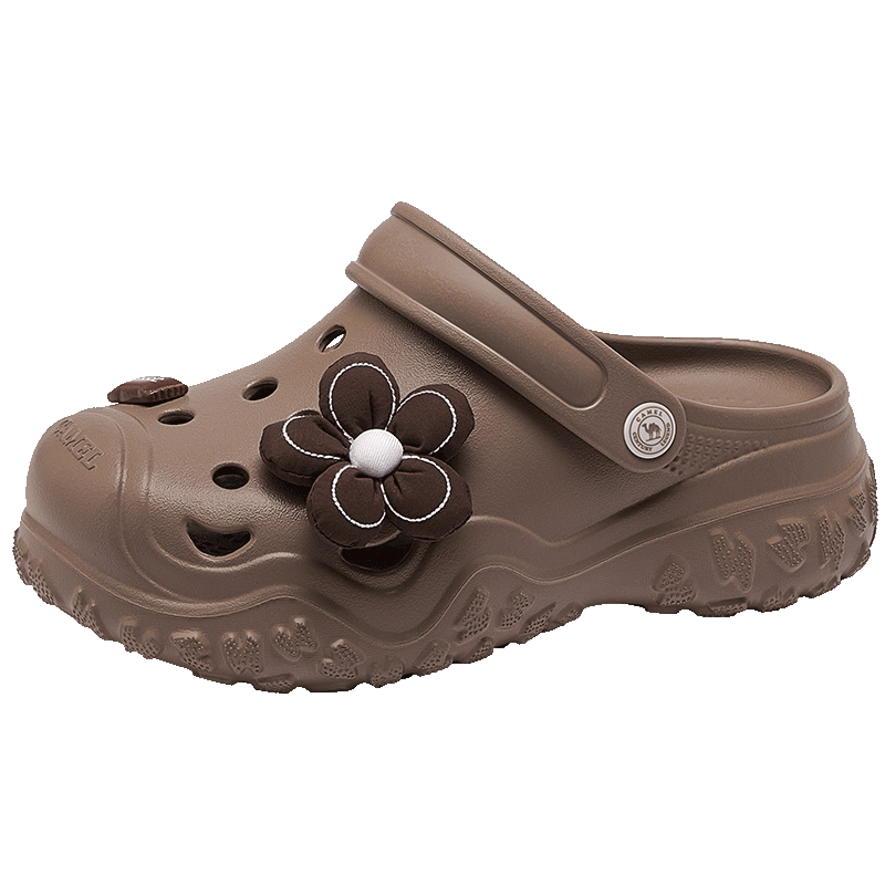 CAMEL Women's Dopamine Thick Sole Hole Sandals Unisex Beach Shoes L26M162006 Coffee Color Size 37