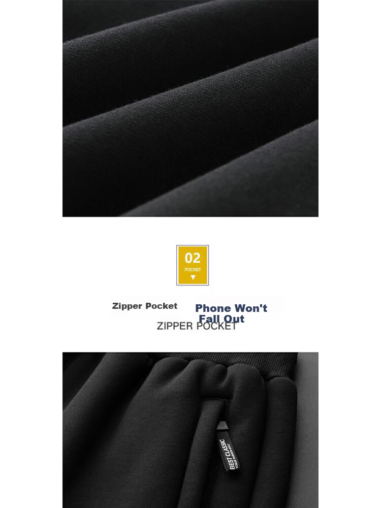 Pierre Cardin Men's Casual Pants Autumn Winter Solid Color Fleece Lined Warm Straight Leg Black 2XL 5