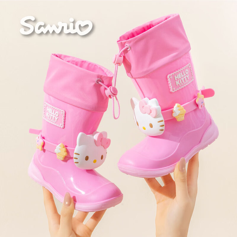 Hello Kitty Kids Rain Boots Girls Baby Durable Waterproof Non-slip Student Water Shoes Toddler Rubber Shoes 262544 Purple 210
