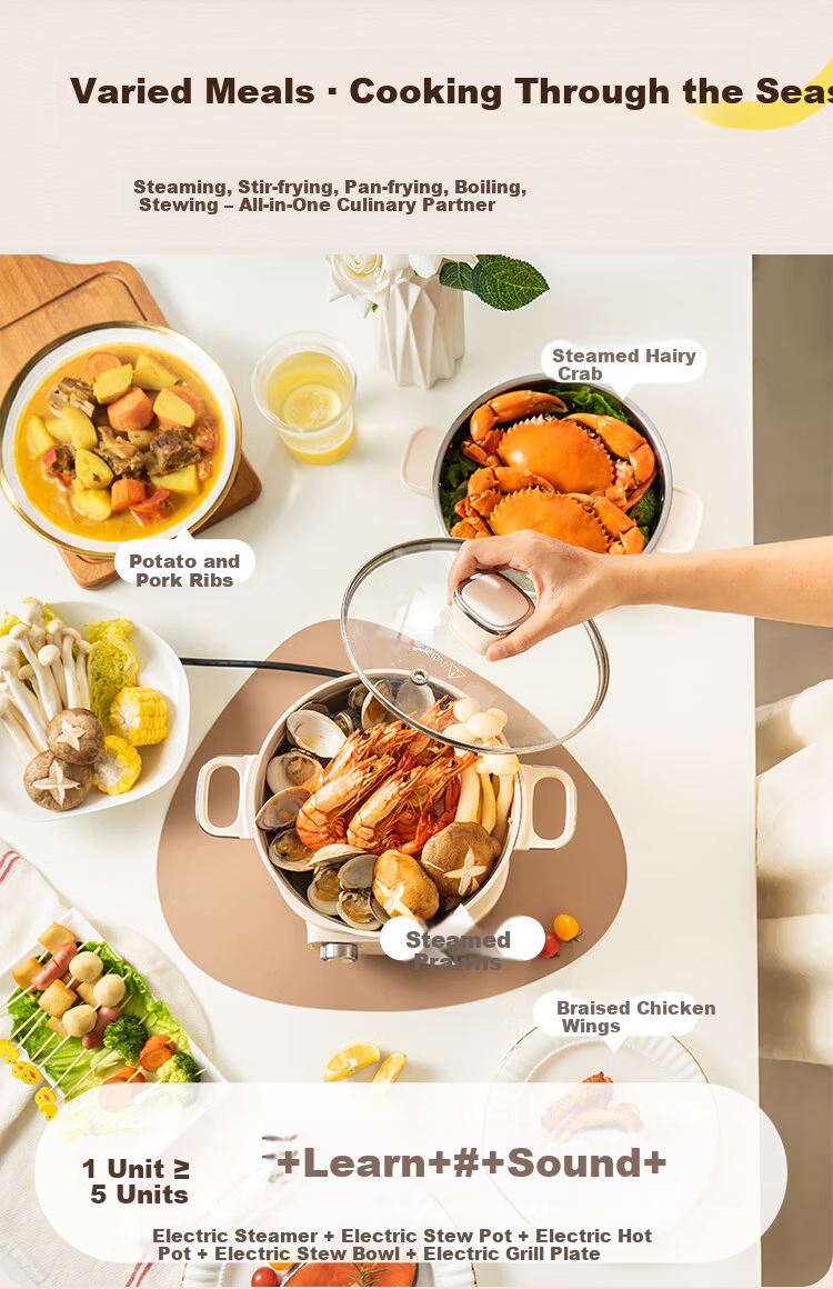 Kalstone N72 Titanium Ceramic Split Electric Cooker Multifunctional Small Electric Pot Hot Pot Dormitory Household Steamer and Cooker Instant Noodle Pot Small Electric Steamer 4