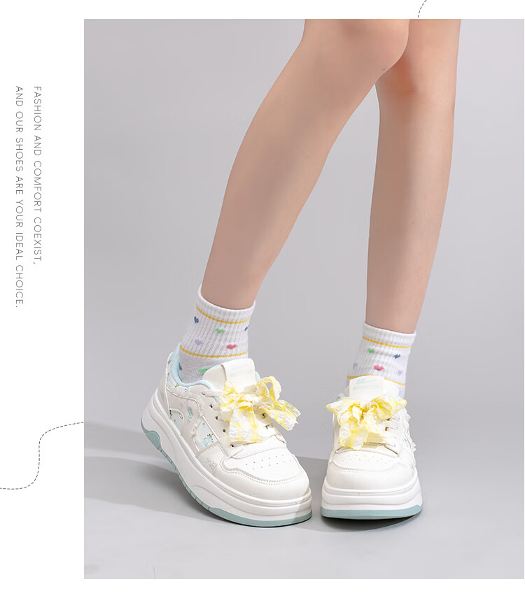 Warrior Thick Sole Sneakers Women Spring New Versatile Sweet Style Height Increasing Shoes N456Z Beige/Navy 37 13