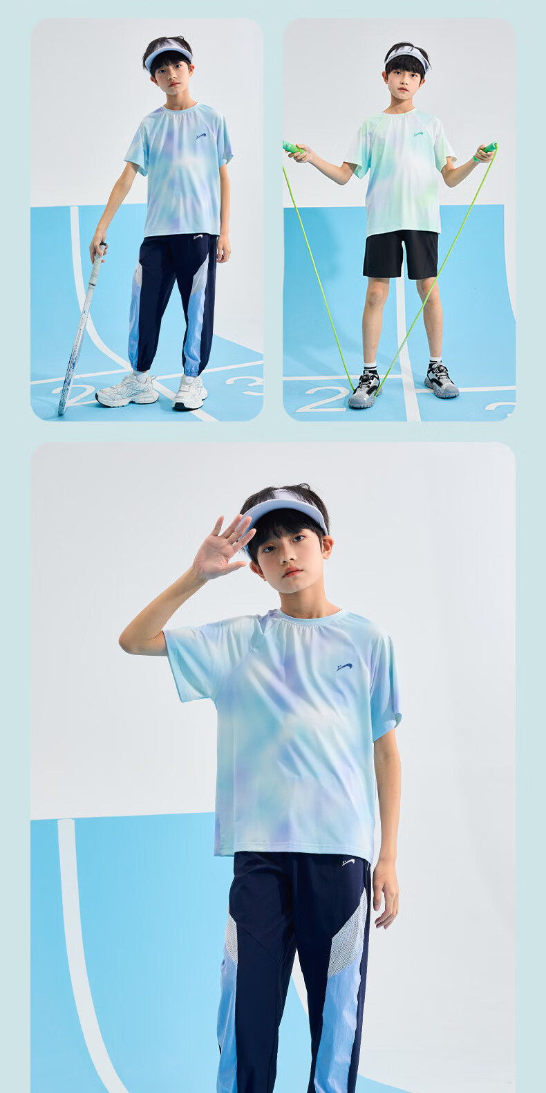 Guirenniao Kids Boys Summer Set Thin Breathable Short Sleeve T-Shirt Quick-Dry Sports Pants Girls Summer Clothing 17