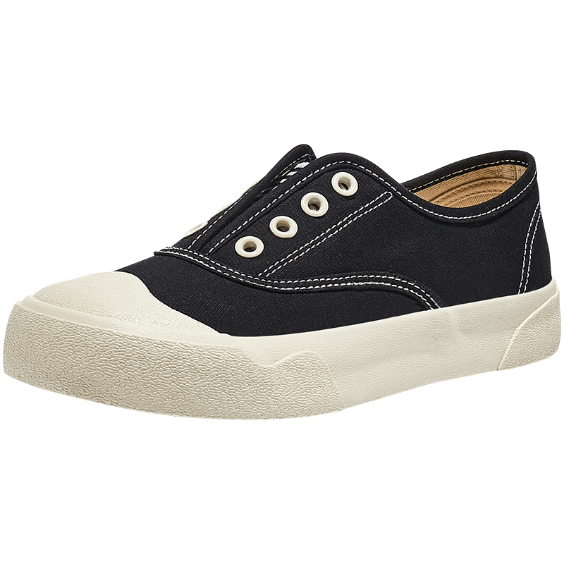 Renben Official Women's Casual Canvas Shoes 2026 Spring Autumn New Breathable Elastic Band Black Size 39