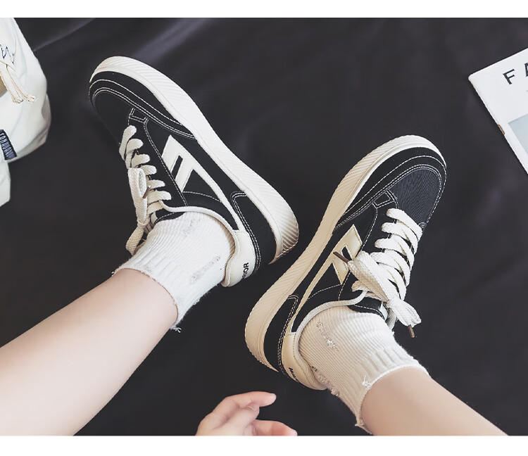 Warrior Men's Canvas Shoes Couple Casual Sneakers Comfortable Versatile Spring Men's Shoes 692 Black Beige Size 41 18