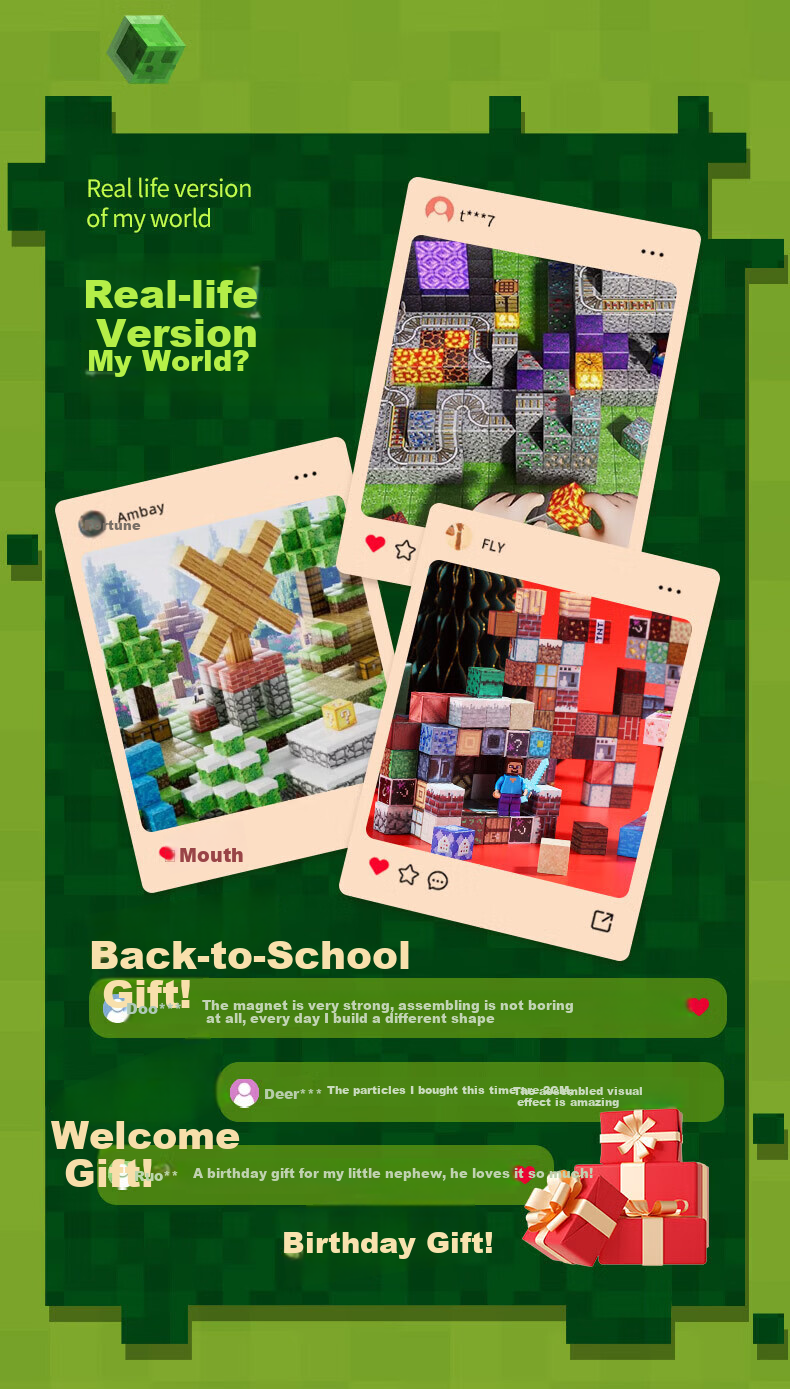 Gaozhile Minecraft Magnetic Building Blocks Children's Assembly Toy Boys Girls Birthday Christmas Gift Ages 3-6-12 1