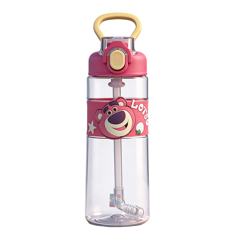 Disney Kids Water Bottle with Straw Large Capacity Plastic Drinking Bottle for Boys and Girls Elementary Students Ages 6-12 School Use