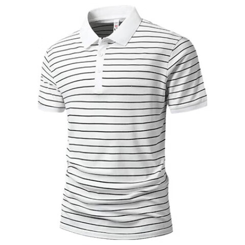 ROMON Men's Short Sleeve Polo Shirt Summer Ice Silk Business Cool Stretch Slim Breathable Collared Quick-Dry T-Shirt