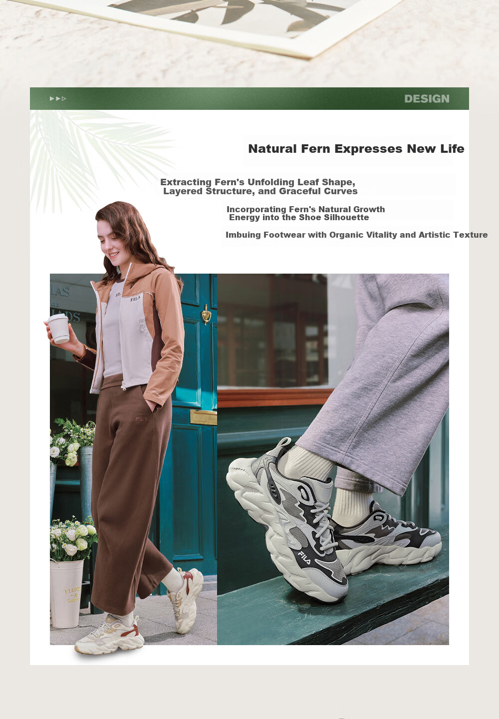 FILA Official Yang Mi Same Style Fern 2S Women's Dad Sneakers 2026 Spring Casual Platform Sports Shoes 2