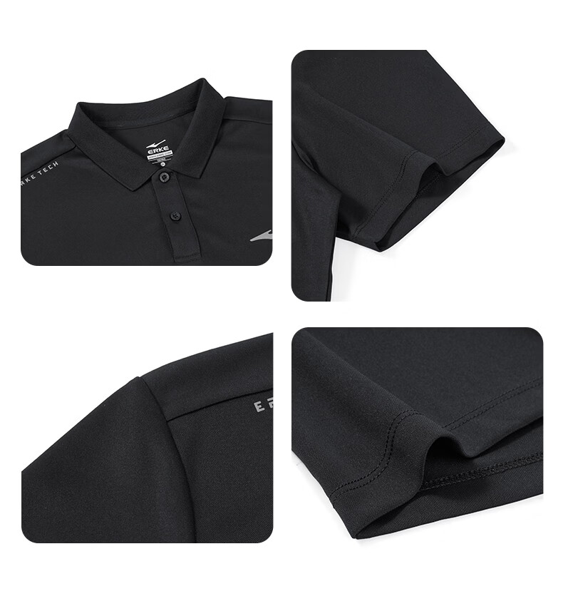 ERKE [Yu Shitong Same Style] Men's Summer Short Sleeve Sports Polo Shirt Ice Cooling Moisture-Wicking Quick-Dry T-Shirt 25
