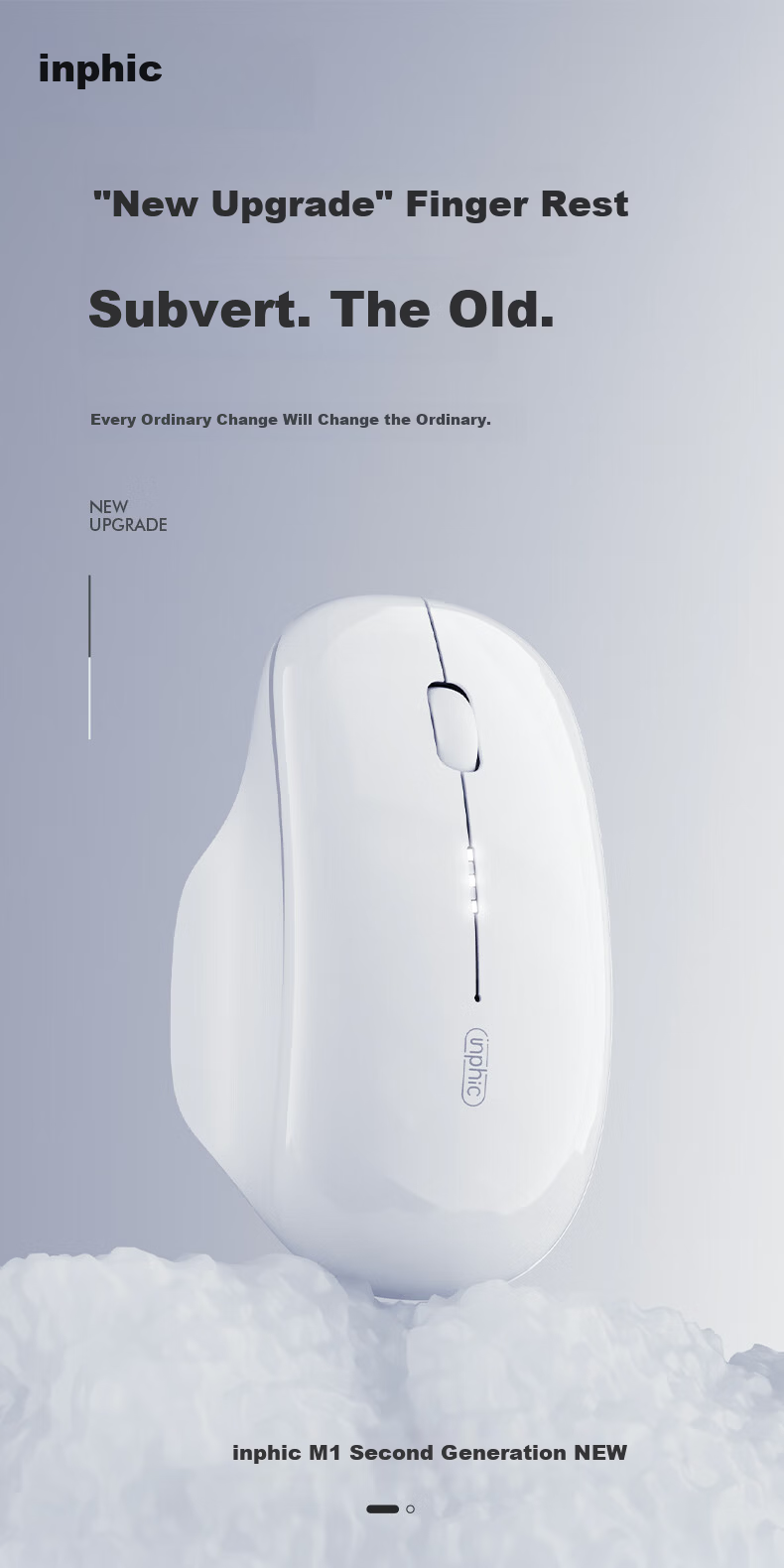 INPHIC M1 Second Generation Rechargeable Wireless Mouse Silent Office Asymmetric Ergonomic Grip Battery Display Universal for Laptop 2.4G Wireless White Apricot 1