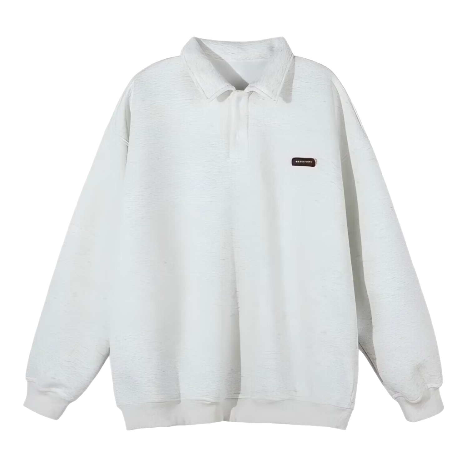 BEETLE TOWN Minimalist Casual Polo Collar Sweatshirt Women Spring New Couple Long Sleeve Collared Jacket White Flower Gray M