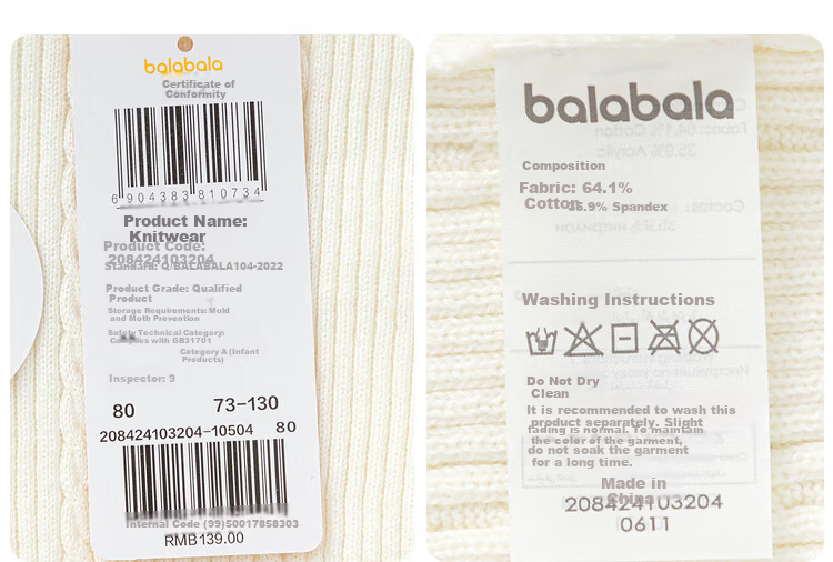 BALABALA Baby Sweater Children's Winter Knitwear Boys Girls Knit Sweater Cute 208424103204 22
