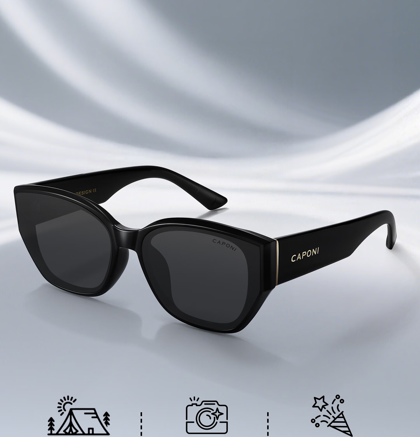 CAPONI Cat Eye Polarized UV400 Sunglasses for Women, Vintage Anti-UV Driving Sun Glasses, Face Slimming 4