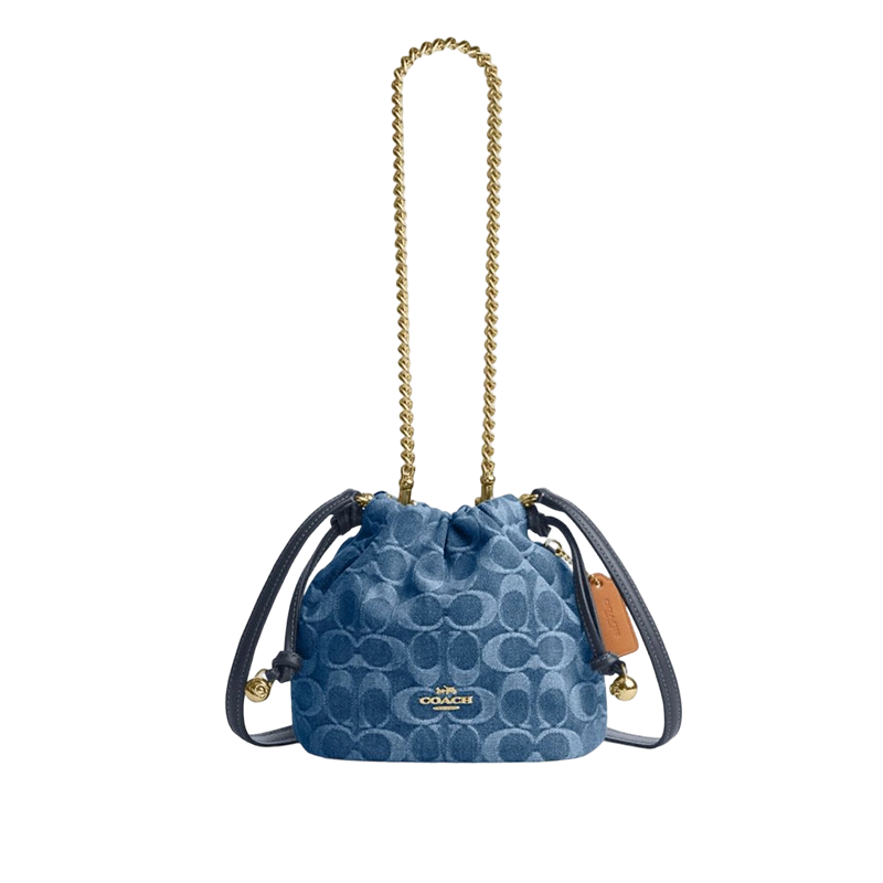 COACH Women's FAYE Classic Logo Denim Mini Shoulder Crossbody Bag Indigo CDE32