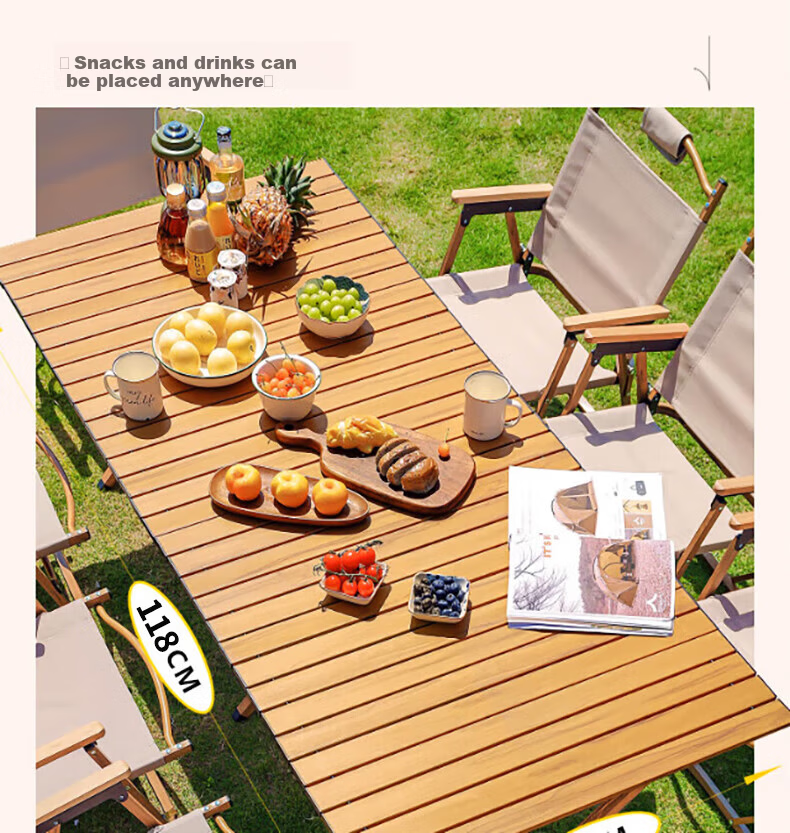 Gosoo Outdoor Folding Table Carbon Steel Egg Roll Table Large Portable Camping Picnic Stall Table and Chair Equipment 5