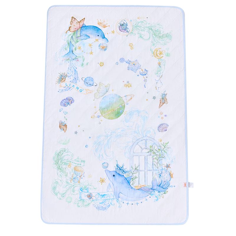 Liangliang Baby Waterproof Washable Cotton Linen Diaper Changing Mat Large Dolphin 110*70CM Cooling Pad