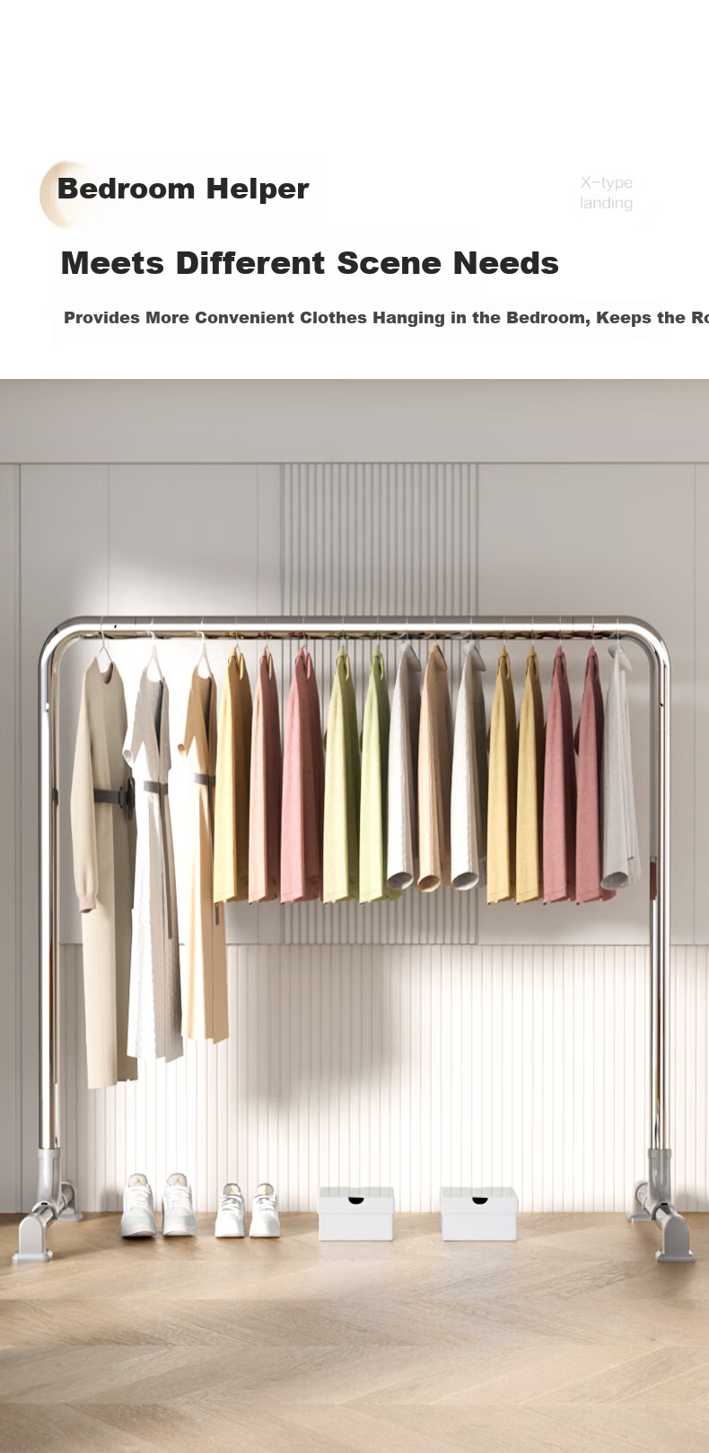 HKG Stainless Steel Clothes Drying Rack Floor-Standing Indoor Outdoor Balcony Bedroom Thickened Laundry Rod 9