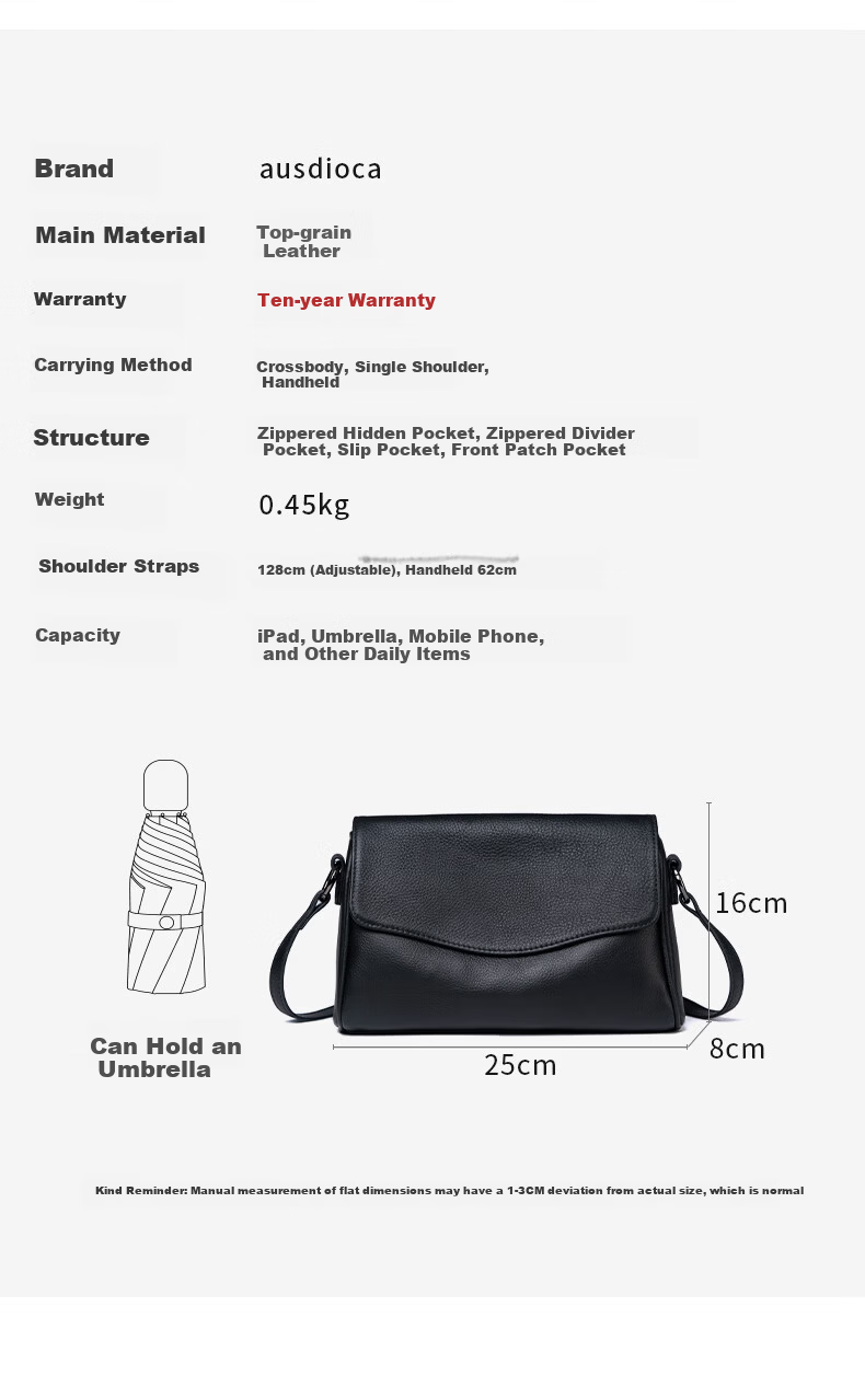 AudiJia Genuine Leather Women's Bag 2026 New Middle-aged Mom Small Square Underarm Crossbody Bag Birthday Gift 3