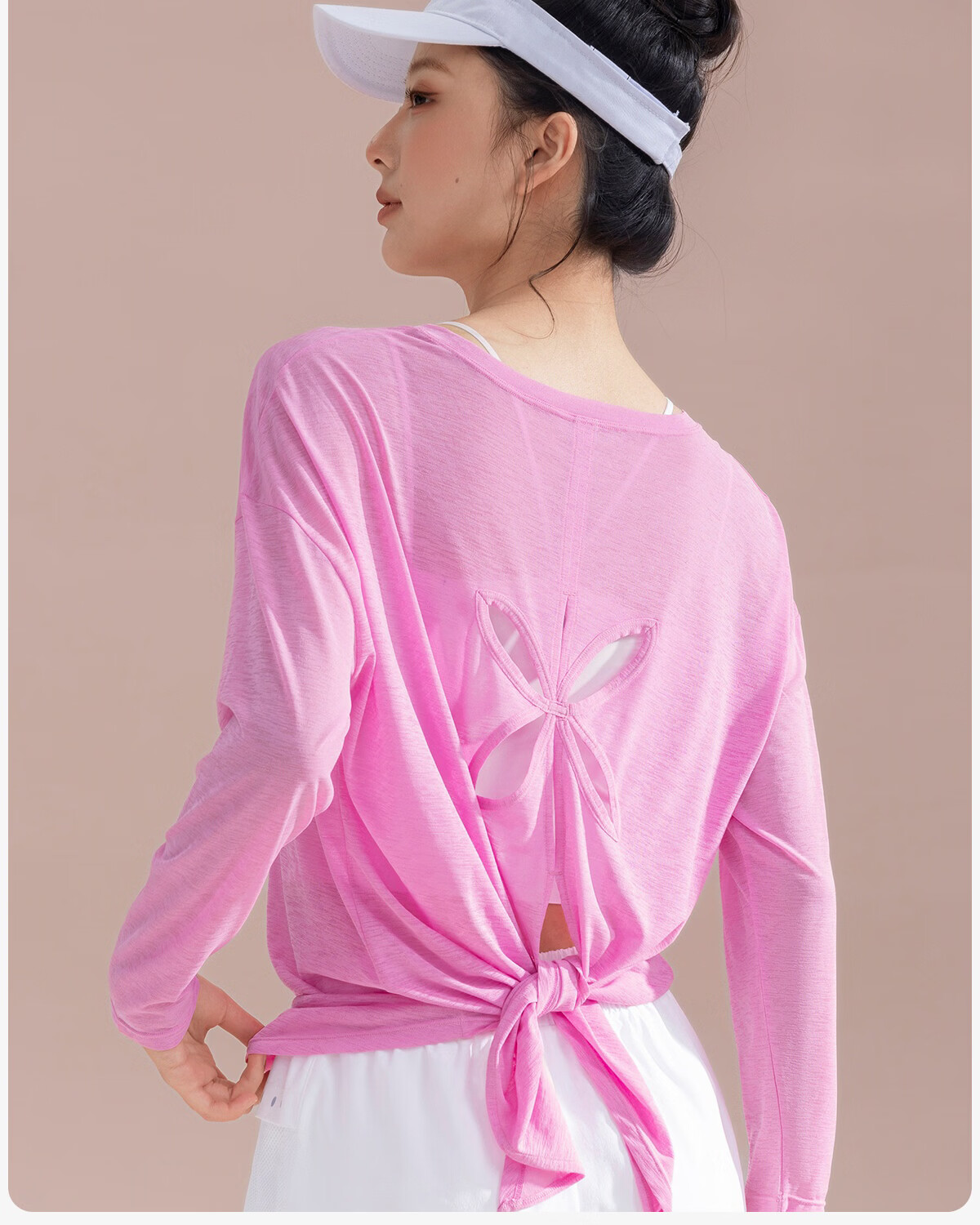 361° Bamboo Slub Yarn Loose Lightweight Hollow Out Back Sports Top Women Outdoor Versatile Yoga Cover Breathable Fitness Long Sleeve 5