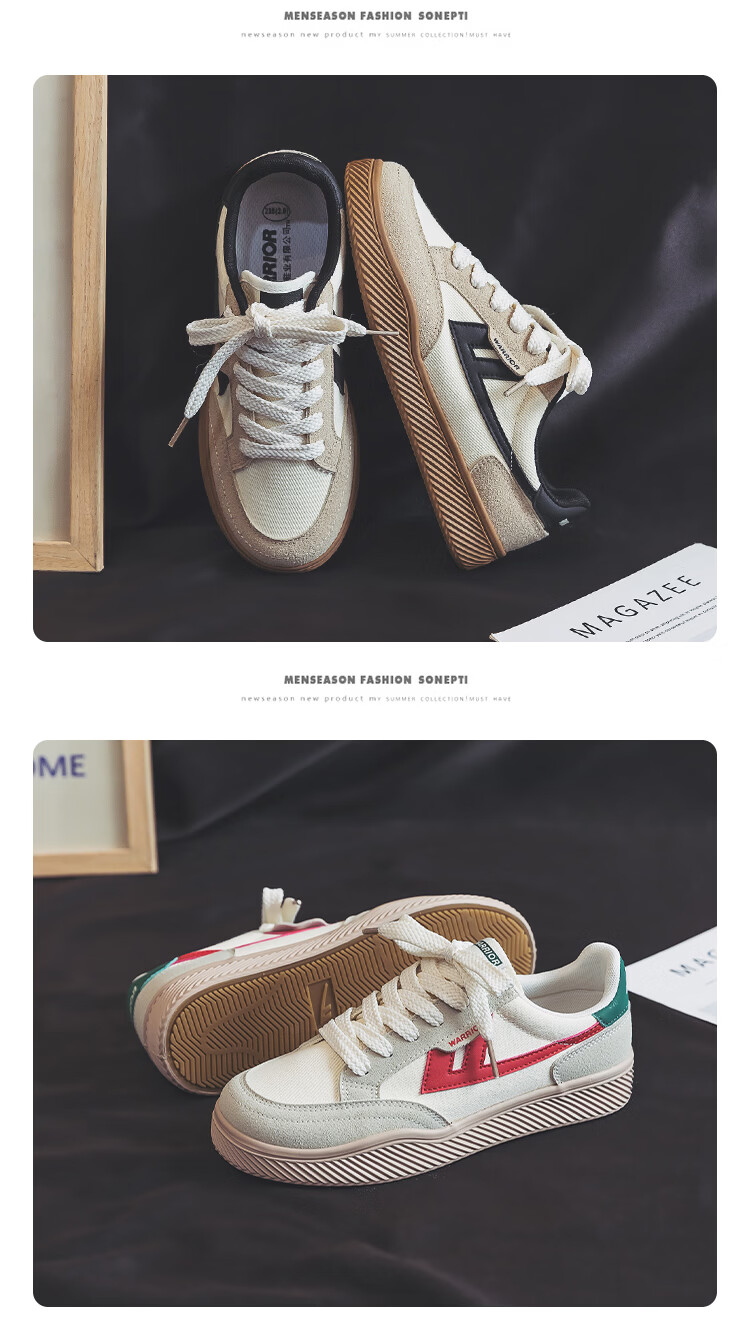 Warrior Men's Canvas Shoes Couple Casual Sneakers Comfortable Versatile Spring Men's Shoes 692 Black Beige Size 41 22