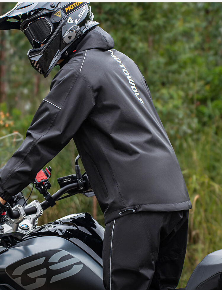 MOTOWOLF Motorcycle Riding Raincoat and Rain Pants Separate Heavy Rain Rider Rain Suit Set 7