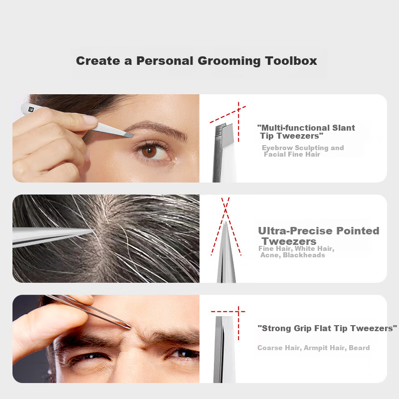 ZWILLING Angled Eyebrow Tweezers Stainless Steel Beauty Tool for Eyebrow Shaping and Hair Removal Germany