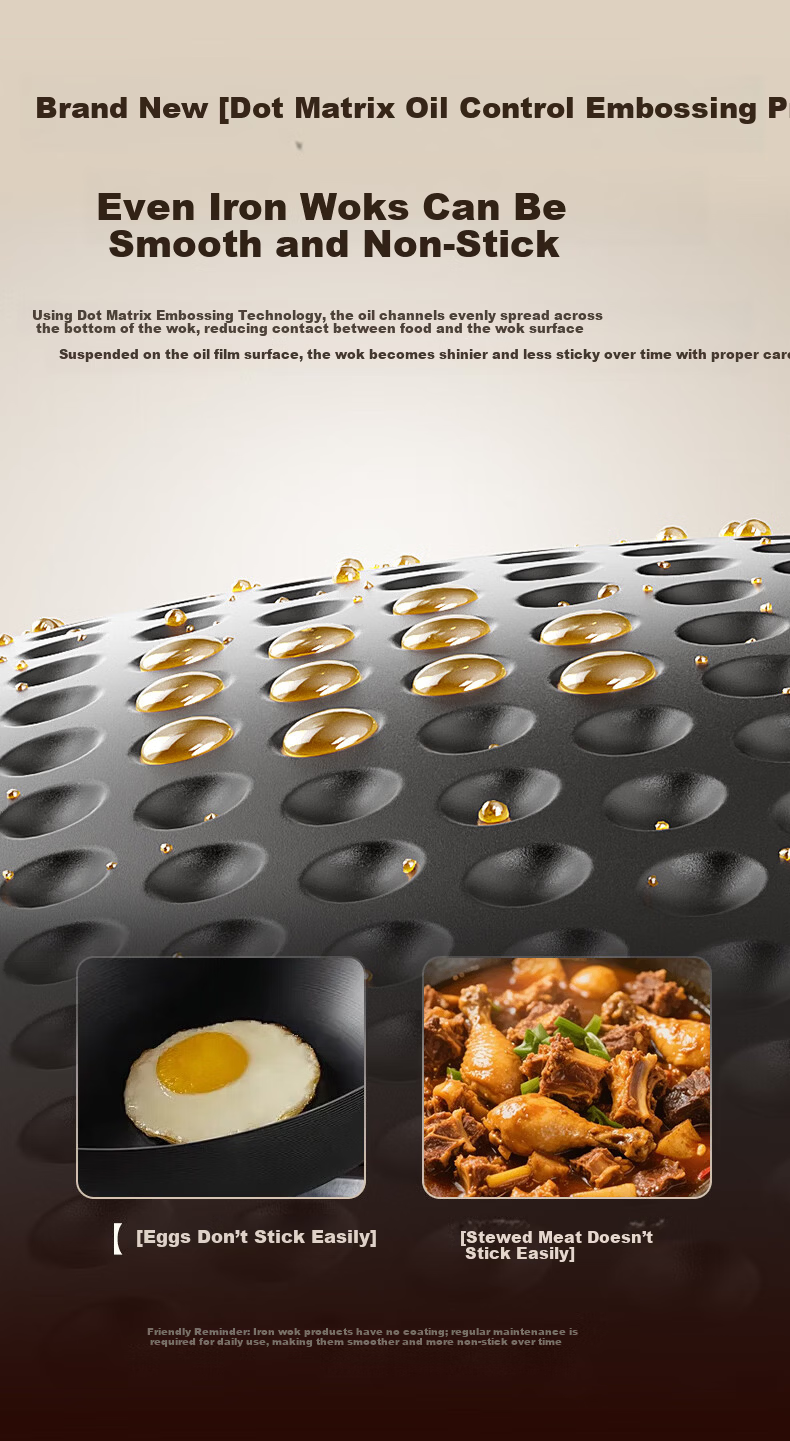 VATTI Titanium Iron Wok Non-Coated Non-Stick Stir Fry Pan Nitride Rust-Resistant Compatible with Gas Stove and Induction Cooker 8