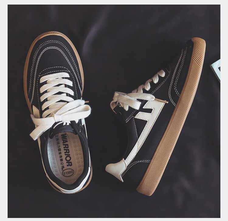 Warrior Men's Breathable Canvas Shoes Classic Flat Trendy Couple Shoes Student Casual Shoes 638 Black Beige Size 42 17