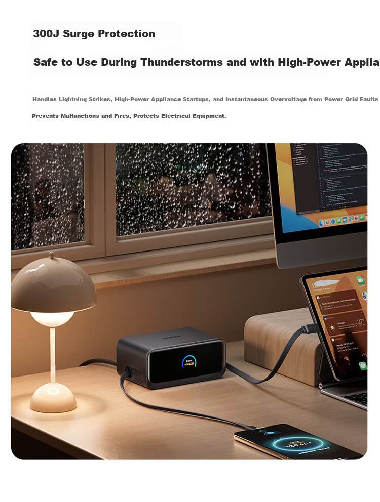ANKER 100W Desktop Charging Station Mix with Retractable Data Cable GaN Type-C Charger Compatible with Huawei 66W Fast Charge Apple iPhone 17 iPhone 16 Black 15