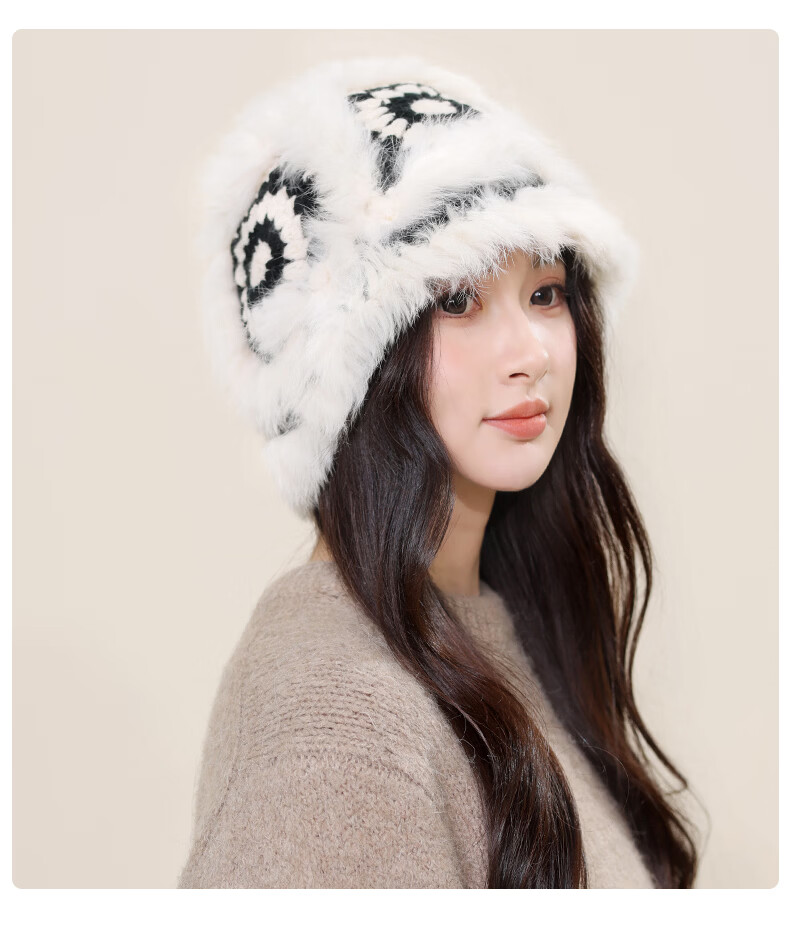 TUCANO Fashion Versatile Wool Hat for Women with Wool and Rabbit Fur, National Trend Awakening Lion Fisherman Hat, Elegant Bucket Hat, Face-Covering Basin Hat 12