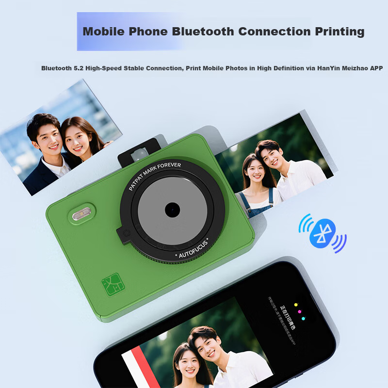 HPRT Z5S Instant Print Camera Pink Set Photo Capture and Print All-in-One Mobile Bluetooth Mini Portable Photo Printer Gift for Kids Students Friends