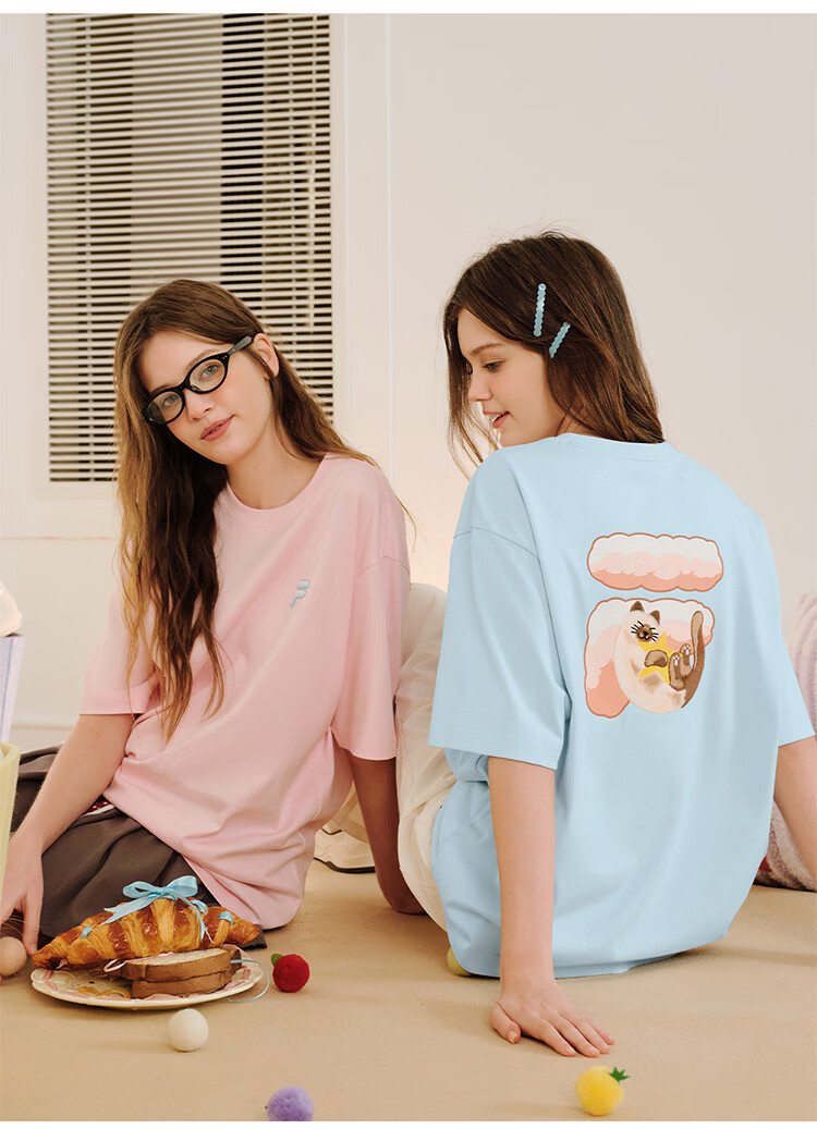 FILA FUSION Trendy Couple's Knitted Short Sleeve Shirt 2026 Summer Loose Fit Cool Cotton T-Shirt 17