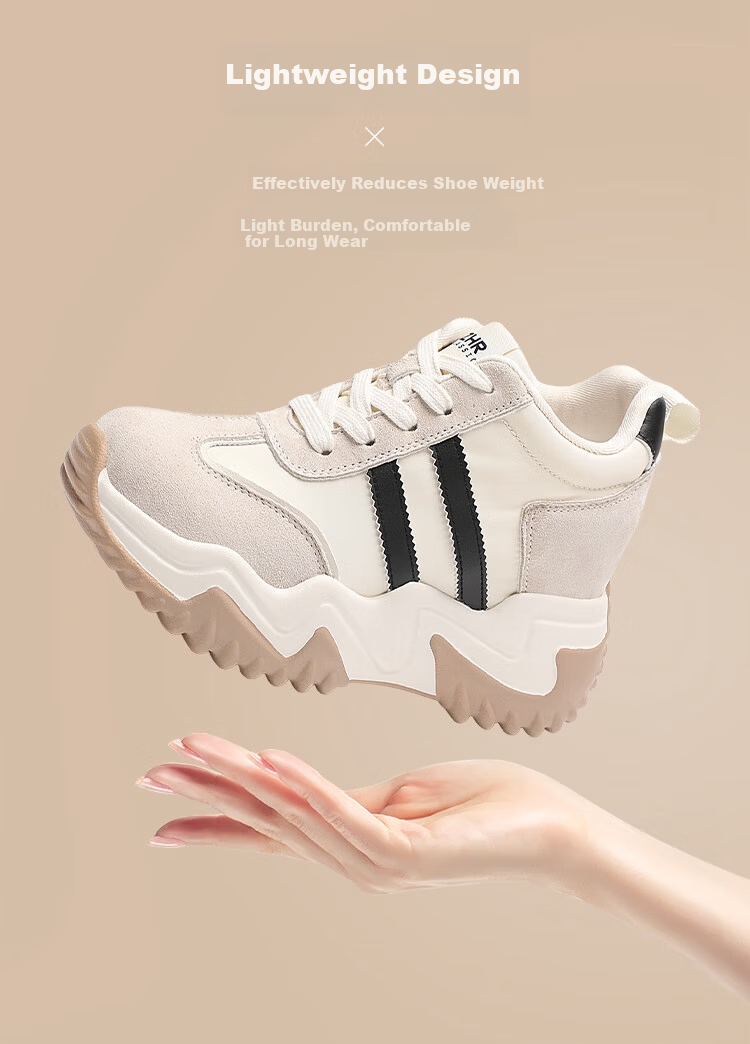 ZHR ZEZ Thick Sole 8CM Height Increasing Women's Shoes Retro Lightweight Versatile Sports Dad Shoes KS99 Coffee Color Size 39 10