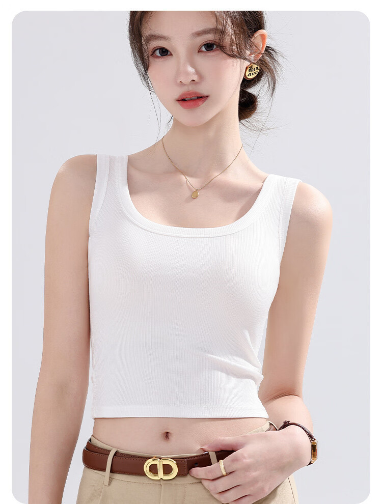 Langsha Summer Thin Strap Vest Slim Fit Sleeveless Sports Tank Top Outerwear Light Gray 6