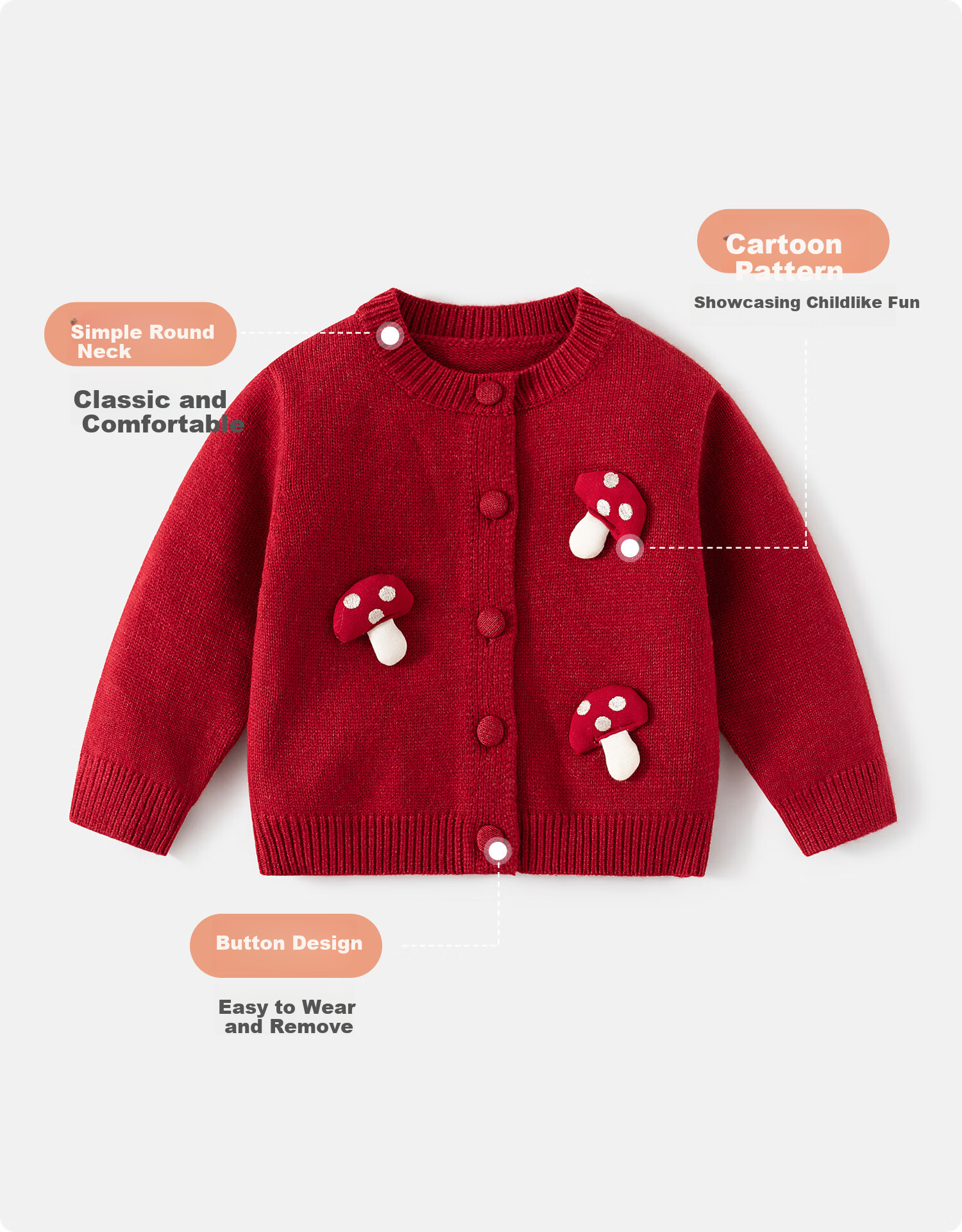 Banxidi Girls Sweater Spring 2026 New Children's Stylish Jacket Baby Knitted Cardigan Spring Autumn New Year Greeting Outfit 4