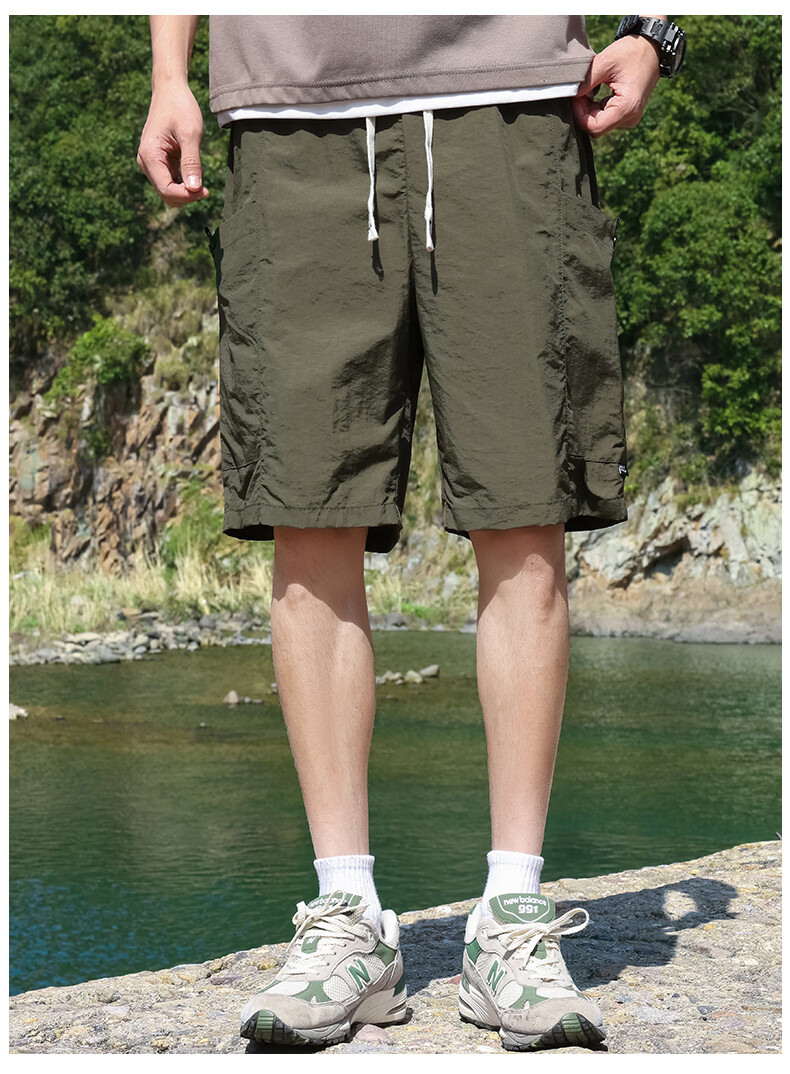 ROMON Men's Ice Silk Summer Quick-Dry Breathable Thin Five-Point Sports Beach Shorts 14