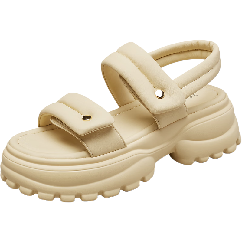 Eierkang Women's Thick-Soled Sports Sandals Summer Platform Beach Shoes 29127W Yellow Size 39
