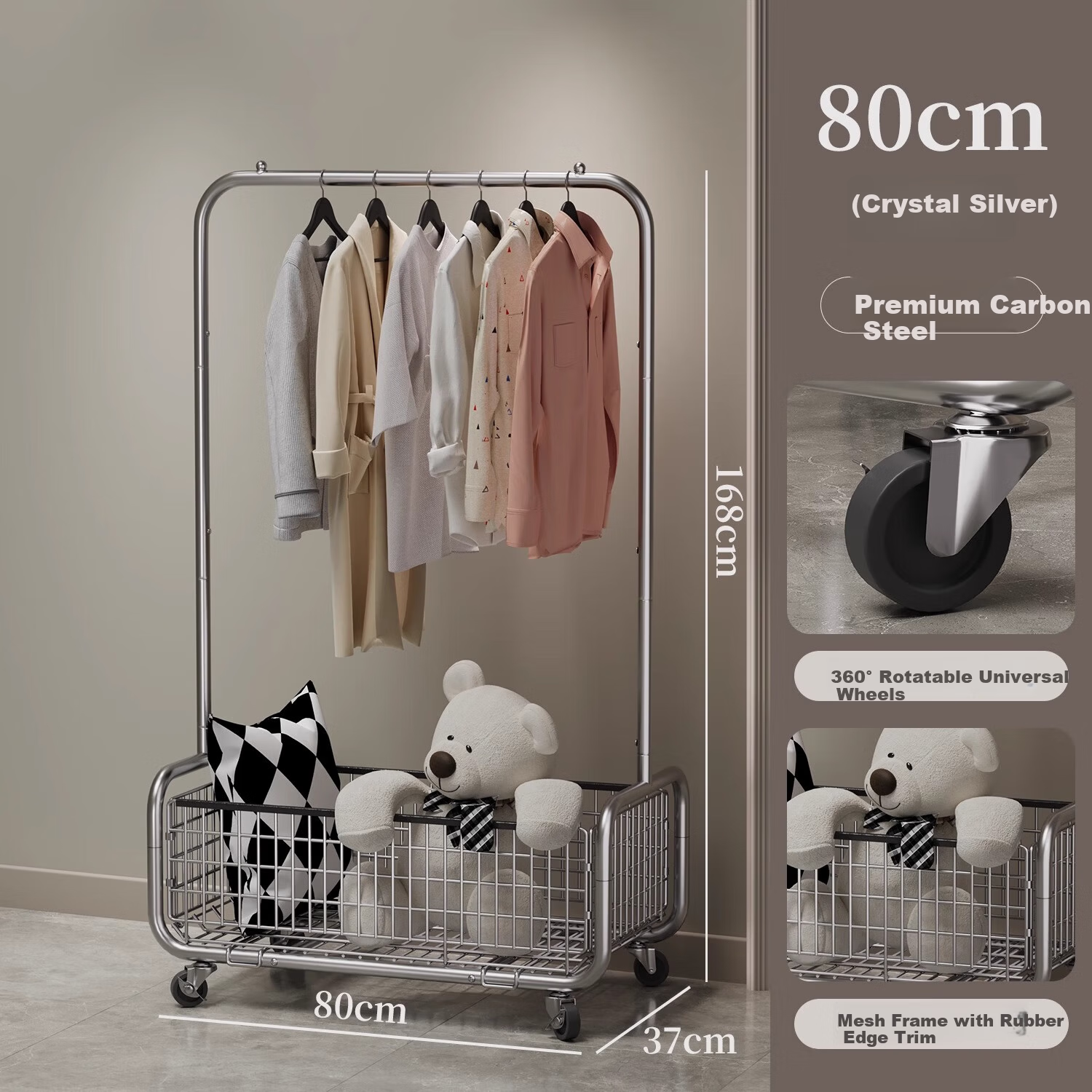 Chibilun Bedroom Floor Coat Rack Home Metal Clothes Hanger Stand Wardrobe Room Storage Overnight Clothes Rack